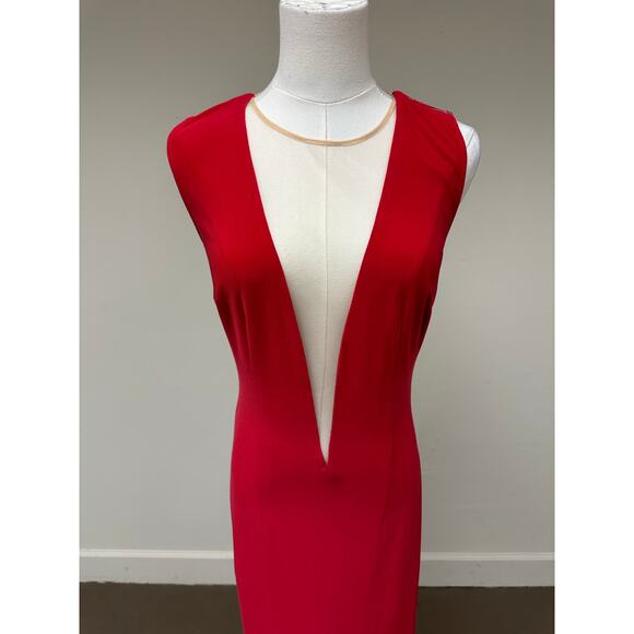 Jovani Sleeveless Plunge V-Neck Fitted Maxi Evening Gown Red Women’s Size 2 - Picture 7 of 9